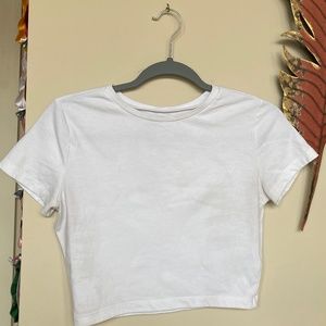White Cropped Tee